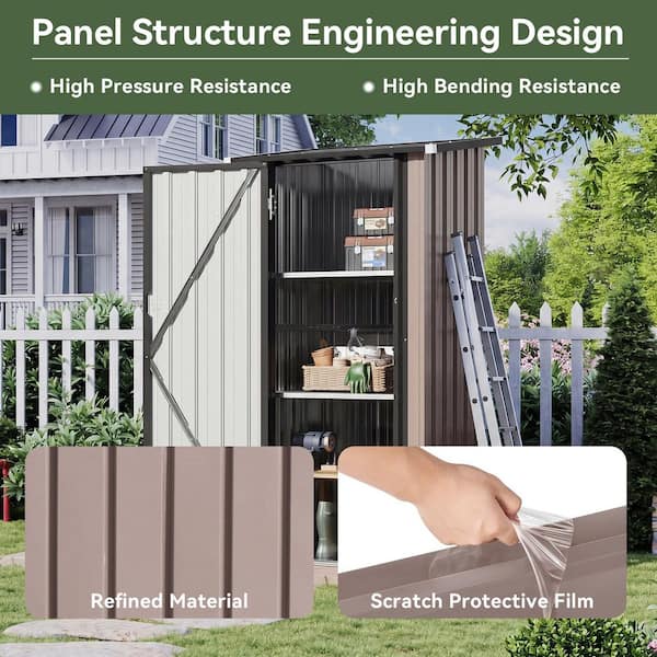 Sizzim 2.9 ft. W x 2 ft. D Metal Storage Shed with 2-Piece Shelves
