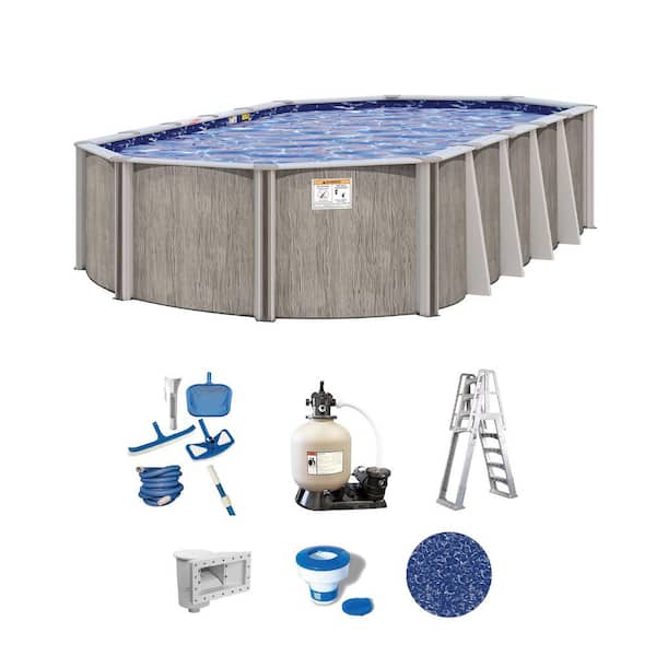 Aspen Wood 16 ft. x 32 ft. Oval 54 in. Deep Above Ground Standard Hard Sided Pool Package