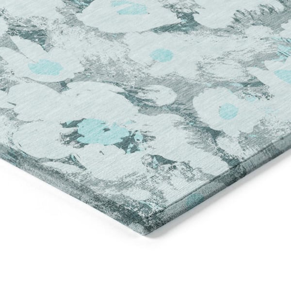 Chantille ACN538 Teal 8 ft. x 8 ft. Round Machine Washable Indoor/Outdoor Geometric Area Rug