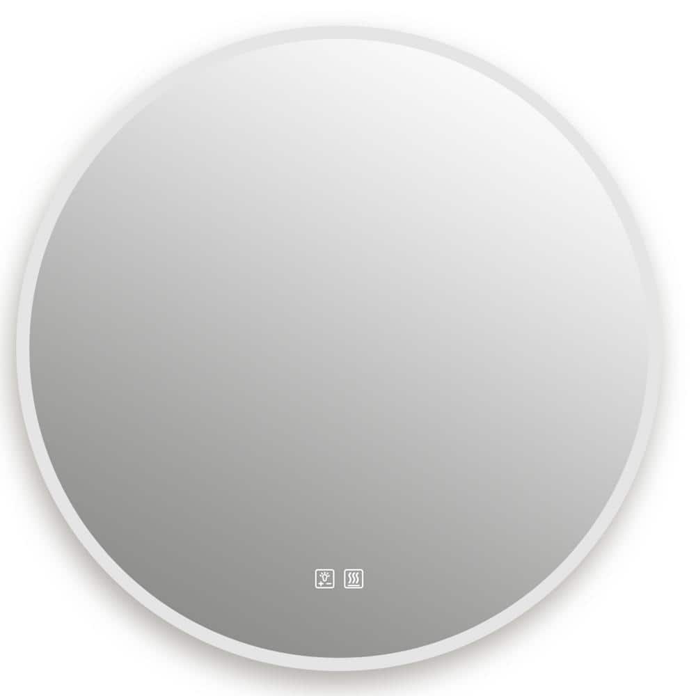HOMLUX 48 in. W x 48 in. H Round Frameless LED Light with 3Color and AntiFog Wall Mounted