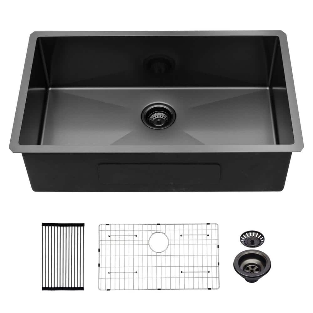 32'' Gunmetal Black Stainless Steel Undermount Kitchen Sink