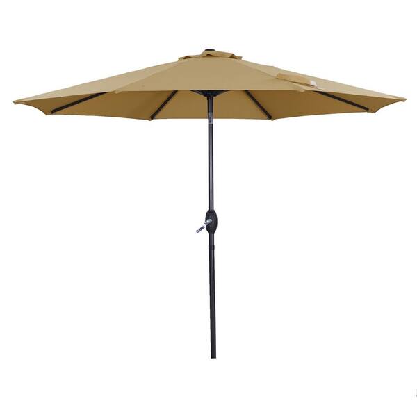 Inner Decor Levy 9 ft. Steel Market Tilt Patio Umbrella in Light Brown without Base