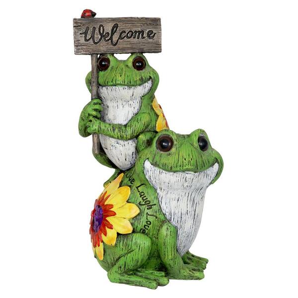 Exhart Frogs with Welcome Sign Statue