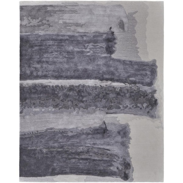 9 ft. x 12 ft. Dark Gray, Ivory Abstract Area Rug
