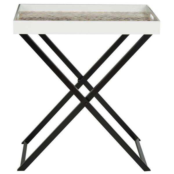 Safavieh Abba Brown and Gold Cream Tray Side Table