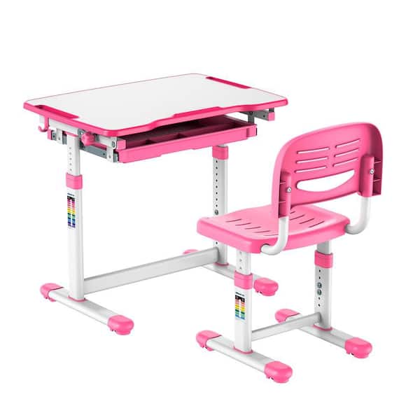 Kid's Desk and Chair Set for Ages 3-10 in Pink