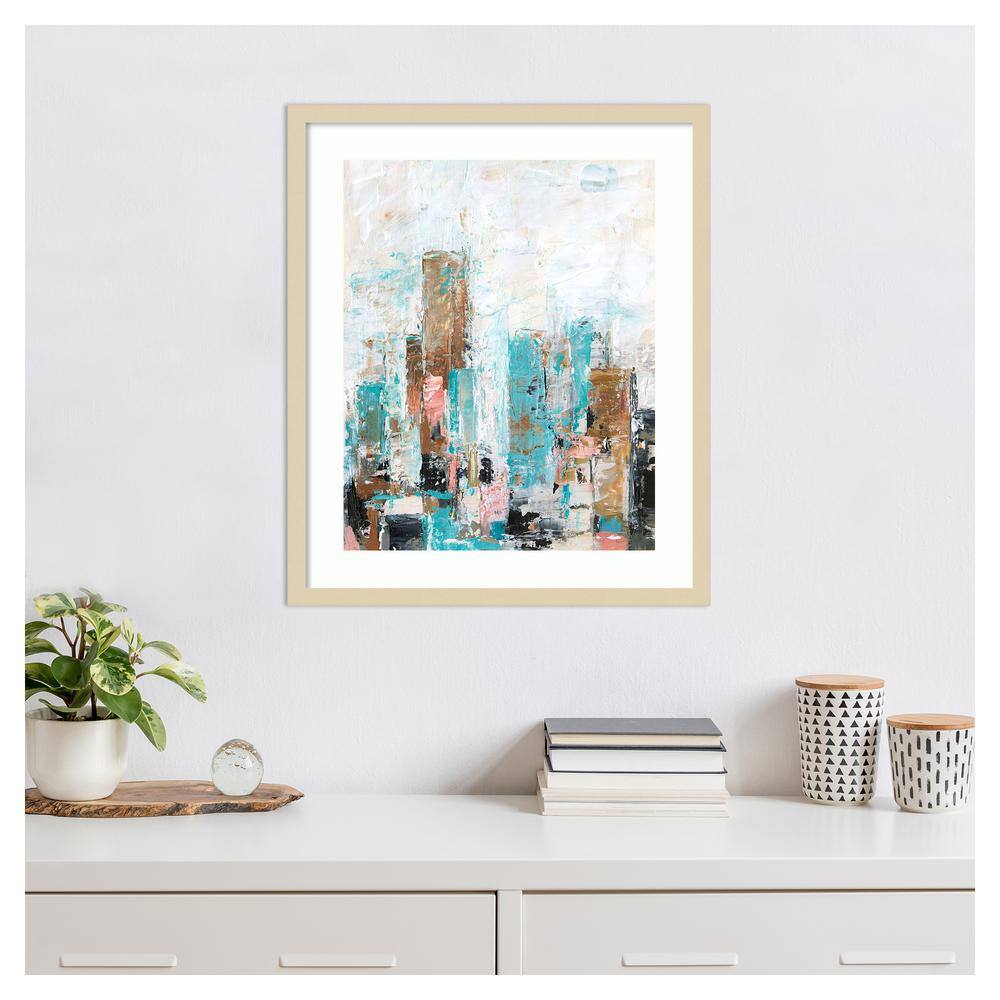 Misty Hues I Svelte Natural Framed Abstract Cityscape Print
