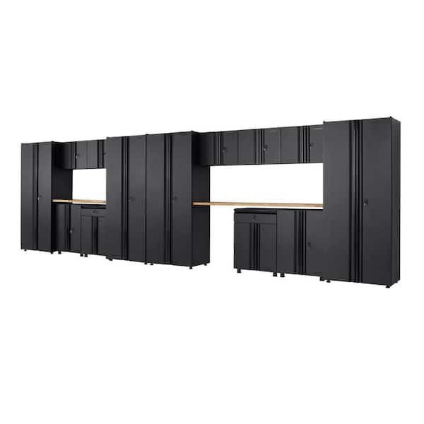 Husky 15-Piece Regular Duty Welded Steel Garage Storage System in Black (242 in. W x 75 in. H x 19.6 in. D)
