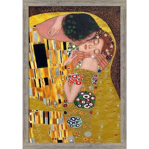 The Kiss (Luxury Line) by Gustav Klimt Metropolitan Pewter Framed People Oil Painting Art Print 39.5 in. x 27.5 in.