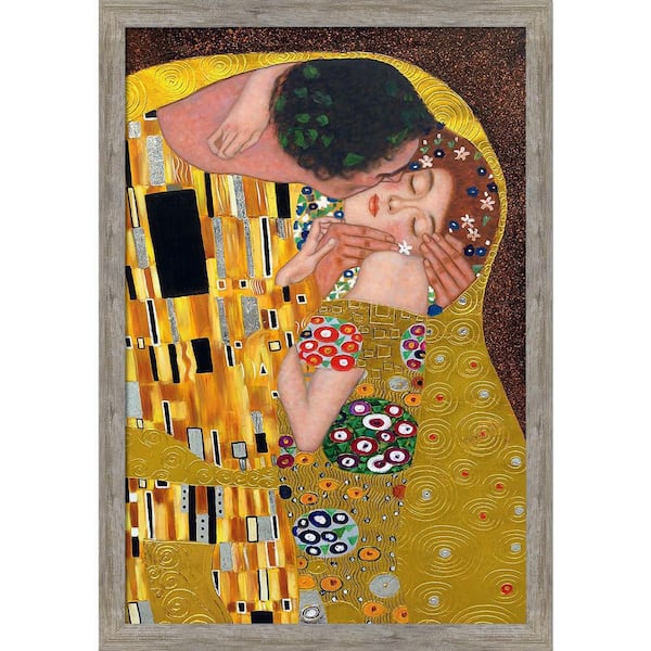 LA PASTICHE Kiss (Luxury Line) by Gustav Klimt Metropolitan Framed People Oil Painting Art Print 39.5 in. x 27.5 in. KLG1619-FR-8388324X36 - Home Depot