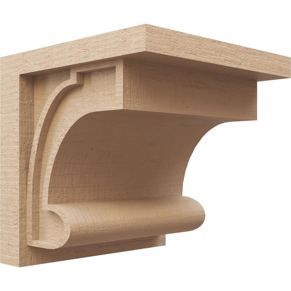 Ekena Millwork 12 in. x 12 in. x 12 in. Wide Alma Rough Cedar Woodgrain TimberThane Corbel, Primed Tan