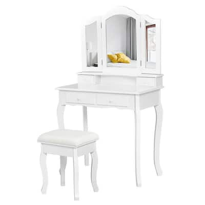 3 way white dressing table mirror