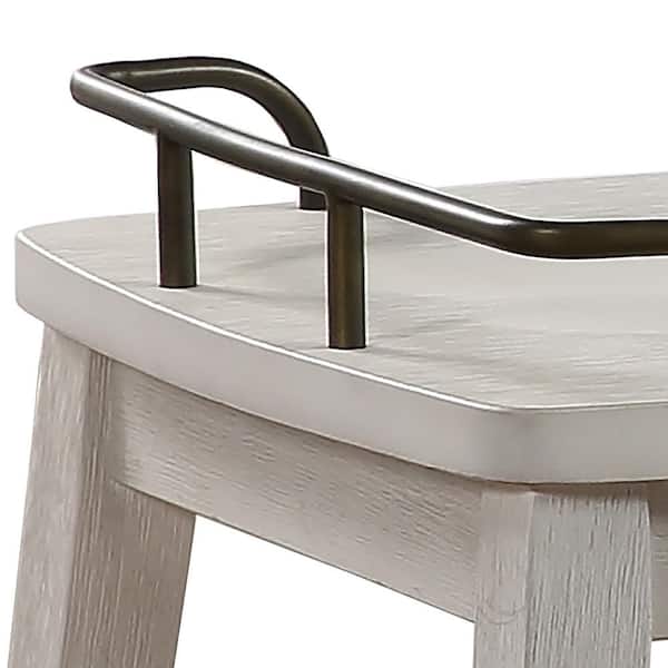 Steve Silver Pendleton 24 in. Ivory Backless Wood Frame Bar Stool