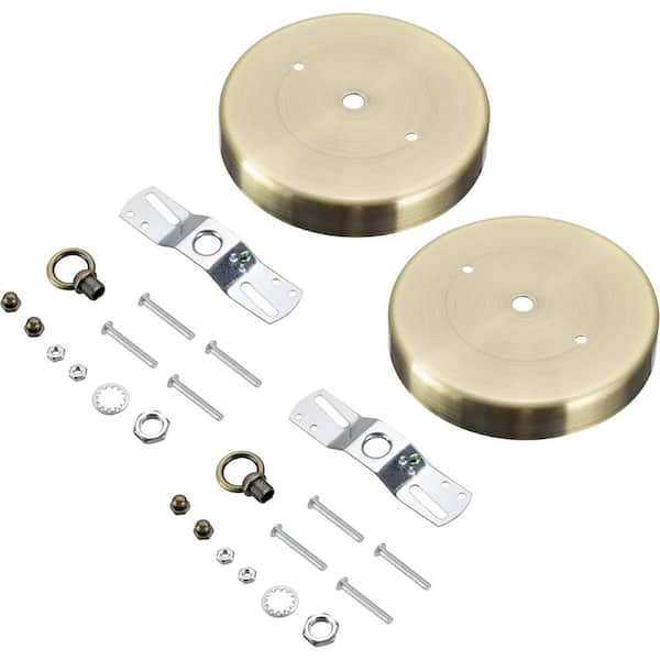 Unbranded 5-1/8 in. Dia with Loop and 7/16 in. Center Hole Antique Brass Finish Chandelier Fixture Canopy Kit (2-Pack)