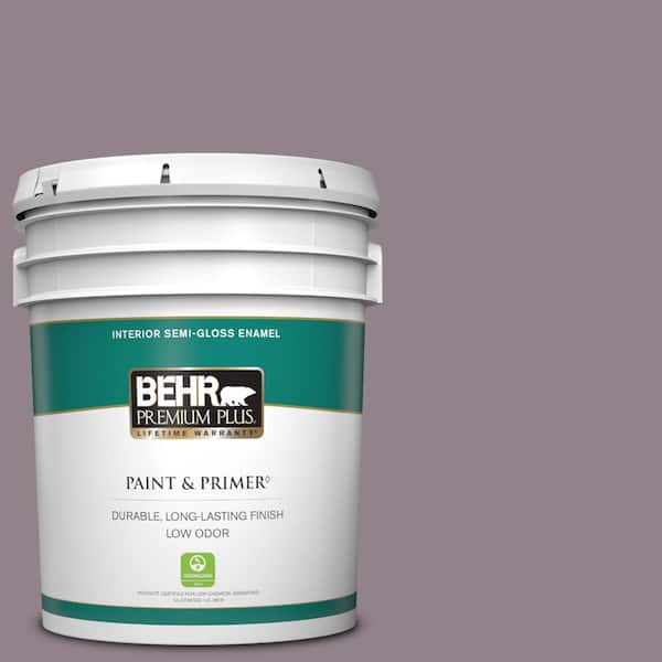 BEHR PREMIUM PLUS 5 gal. #N110-4 Gothic Purple Semi-Gloss Enamel Low Odor Interior Paint & Primer