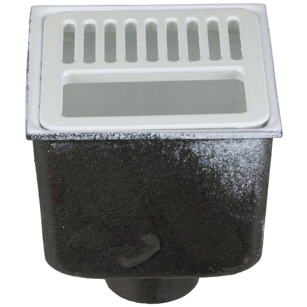 Zurn 8 in. x 8 in. Acid Resisting Enamel Coated Floor Sink with 3 in. No-Hub Connection and 6 in. Sump Depth
