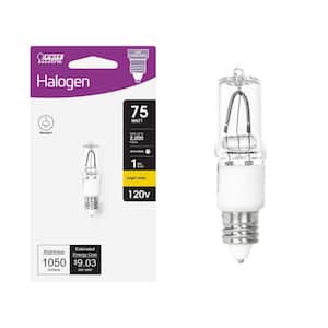 75-Watt Bright White (3000K) T4 Mini Candelabra E11 Base Dimmable Halogen Light Bulb