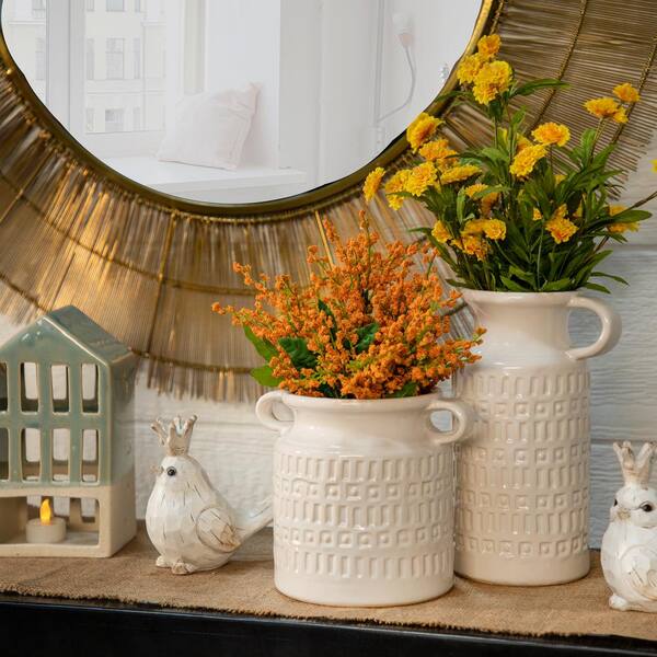 Sagebrook Home 7 in. H White Jar with Handles