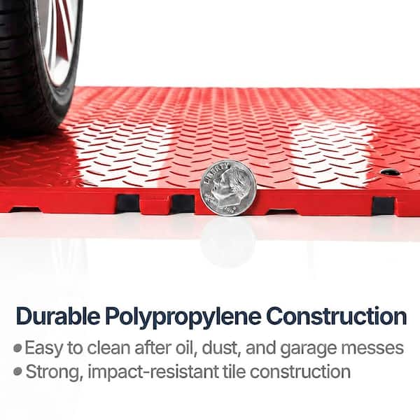 Nitro Diamond 3/8 in. Garage Tiles, Victory Red, 12 in. x 12 in., 16-Pack, Covers 16 sq. ft., Interlocking Floor Tiles