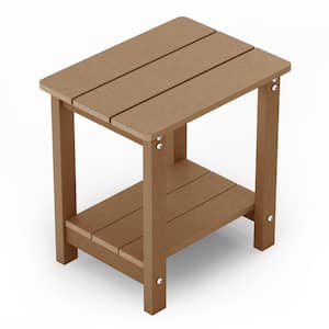 16.7 in. H Teak Square Plastic Adirondack Outdoor Double Layer Patio Side Table