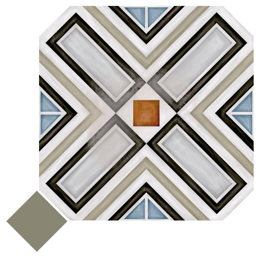 Vaudeville Octagon Deco Ritter with Taco Oliva 8 in. x 8 in. Porcelain Floor and Wall Take Home Tile Sample price history on PriceWatchPro
