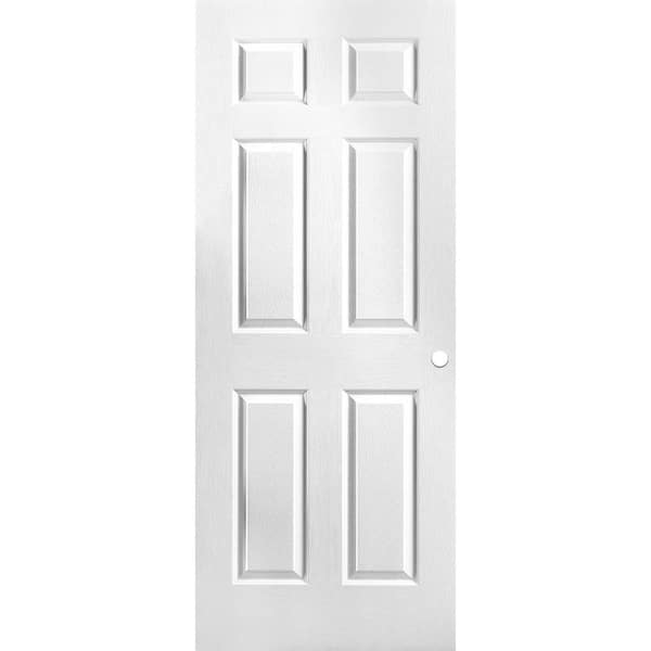 Masonite 32 in. x 80 in. Textured 6-Panel Bored Hollow Core Painted Composite Interior Door Slab with Bore