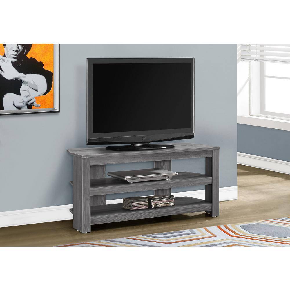 Gray Corner TV Stand with Open Shelves for 42" TVs