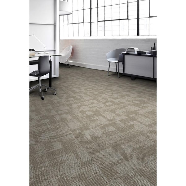 Second Nature - Grenade - Gray Commercial 24 x 24 in. Glue-Down Carpet Tile Square (96 sq. ft.)