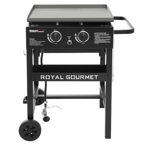 Royal Gourmet 23 in. 2-Burner Flat Top Gas Grill Griddle in Black, 450 sq. in., 30,000 BTU, suitable for Camping, Patio, Tailgating