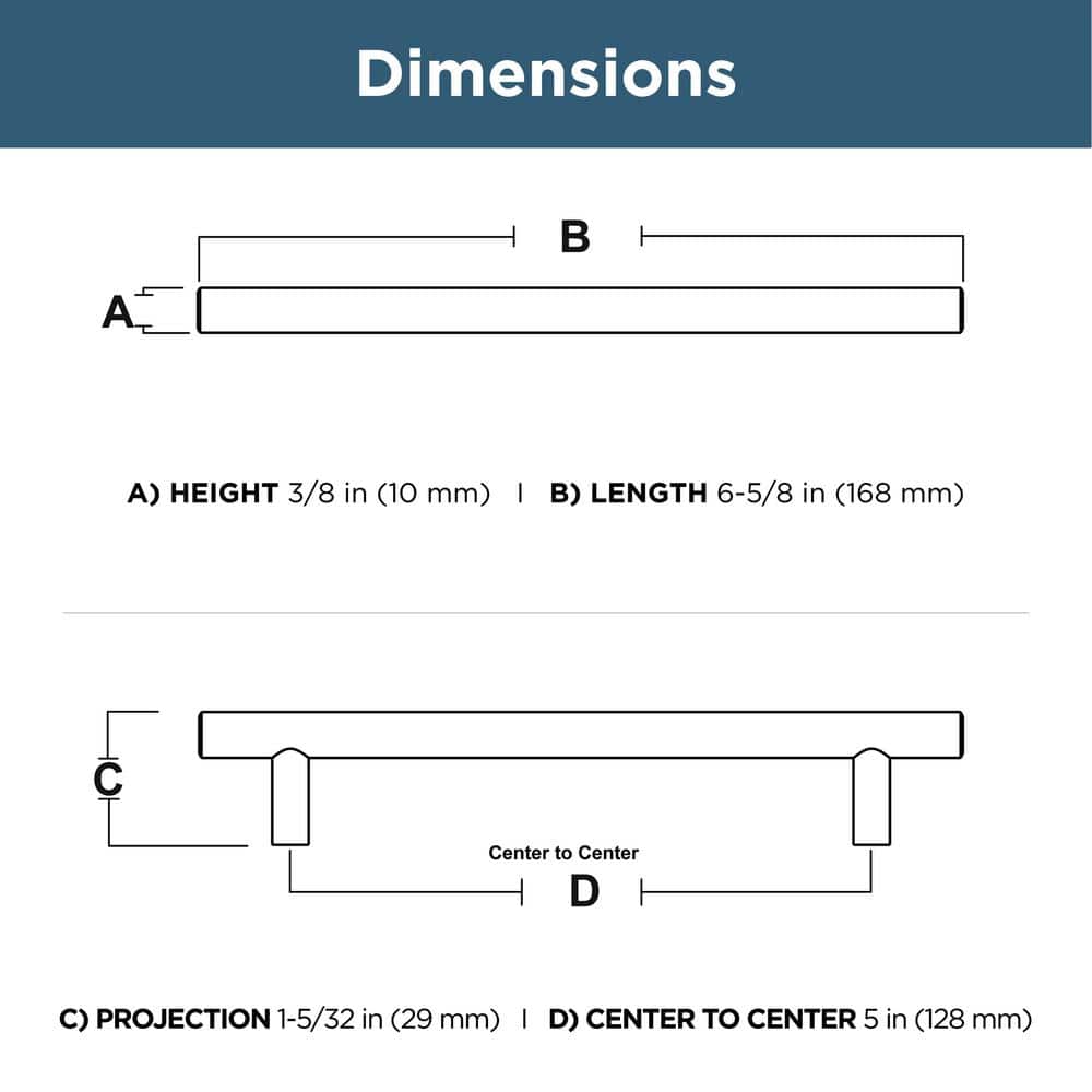 Matte Black Stainless Steel Modern Bar Pulls Set of 10