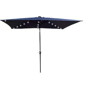 10 x 6.5 ft. Navy Blue Outdoor Market Patio Umbrella - Solar LED, Fade-Resistant, UV and Water-Resistant