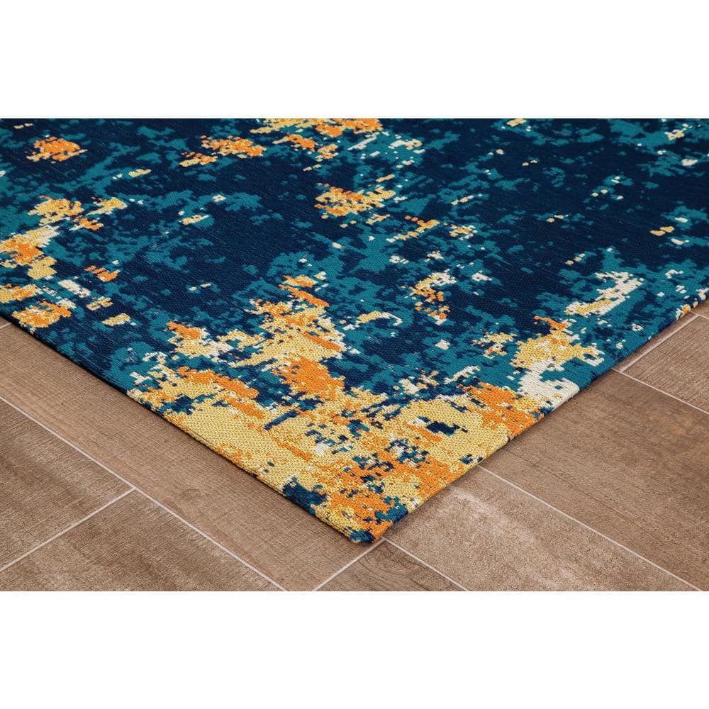 Bilbao Rectangular Blue and Orange Jacquard Chair Mat