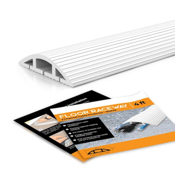 4 ft. 3-Channel Floor Cord Protector in White