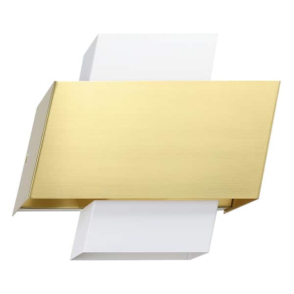 Eglo Timparpossa 4.13 in. W x 9.65 in. H 1-Light White/Brushed Brass Wall Sconce with Metal Shade
