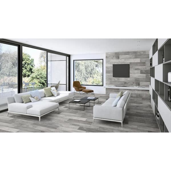 Wind River Grey 6 in. x 24 in. Porcelain Floor and Wall Tile (14 sq.  ft./case)