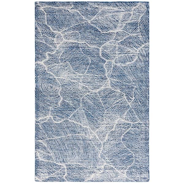 Metro 3 ft. x 5 ft. Navy/Ivory Solid Color Abstract Area Rug