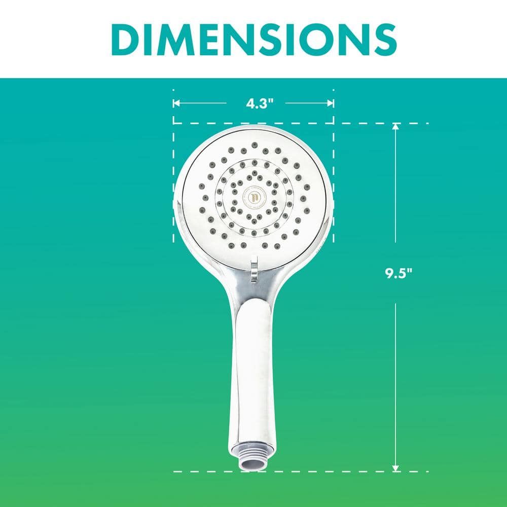 HealthGuard Chrome Handheld Shower Head with Adjustable Spray