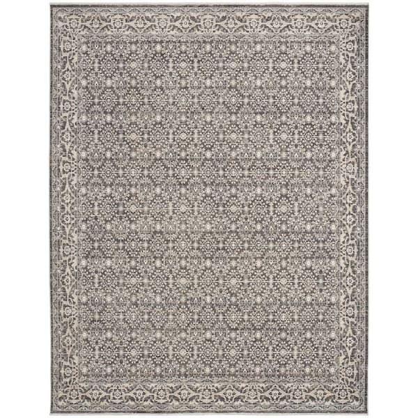 Outlines Charcoal Ivory 9 ft. x 12 ft. All-over design Traditional Area Rug