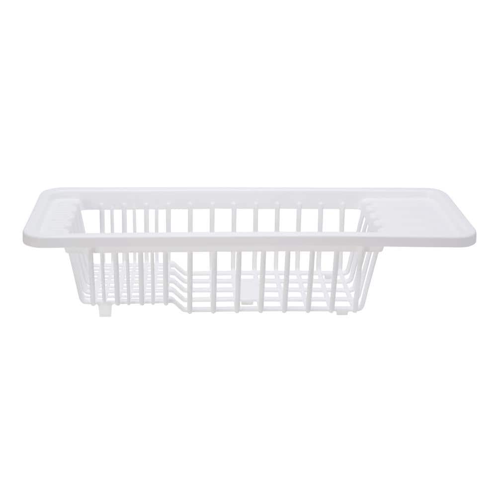 Kitchen Details Sink Dish Drainer Drying Rack | Dimensions: 19.9 x 8 x 5  | Space Saving | Countertop | White