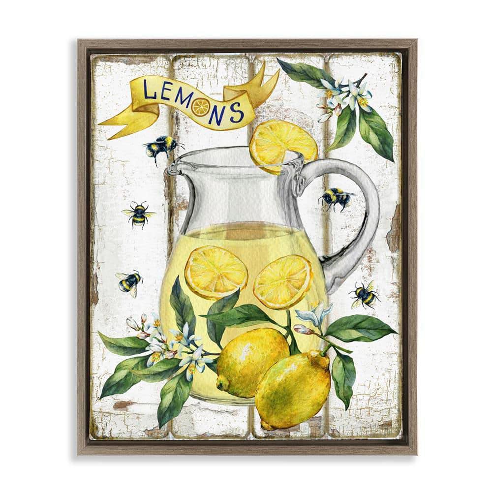 Farmhouse Fresh Lemon by Creatif Belle Brown Floater Frame Food Graphic Art Print 31 in. x 25 in. price history on PriceWatchPro