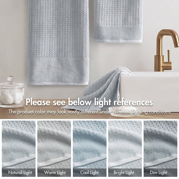 Madison Park Spa Waffle 6-Piece Blue Cotton Jacquard Antimicrobial
