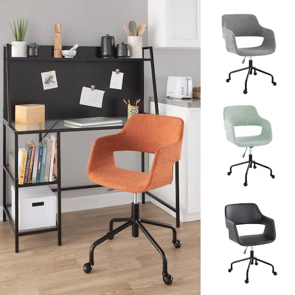 Lumisource Margarite Fabric Adjustable Height Office Chair in Orange Fabric  and Black Metal with Arms OFC-MARG-CASTAR1 BKO1 - The Home Depot