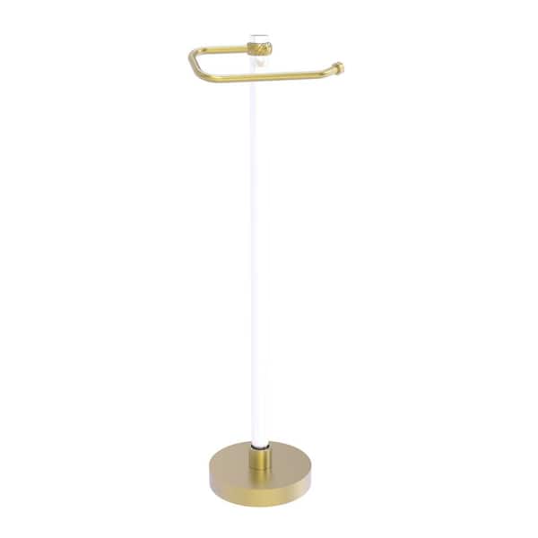 Allied Brass Clearview Collection Freestanding Toilet Paper Holder in Satin Brass with Twisted Accents
