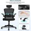 Hoffree Black Upholstered Mesh Ergonomic Home Task/Office Chair with Adjustable Height/Headrest and Armrest with Lumbar Support