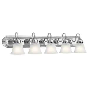Independence 36 in. 5-Light Chrome Bathroom Vanity Light with Frosted Glass Shade