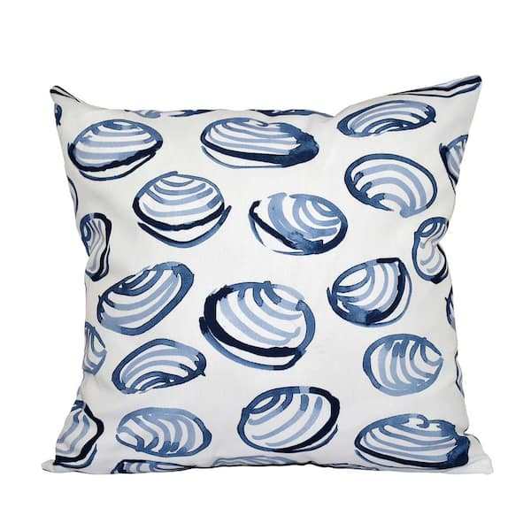 E BY DESIGN LLC Clams Blue Geometric 16 in. x 16 in. Throw Pillow