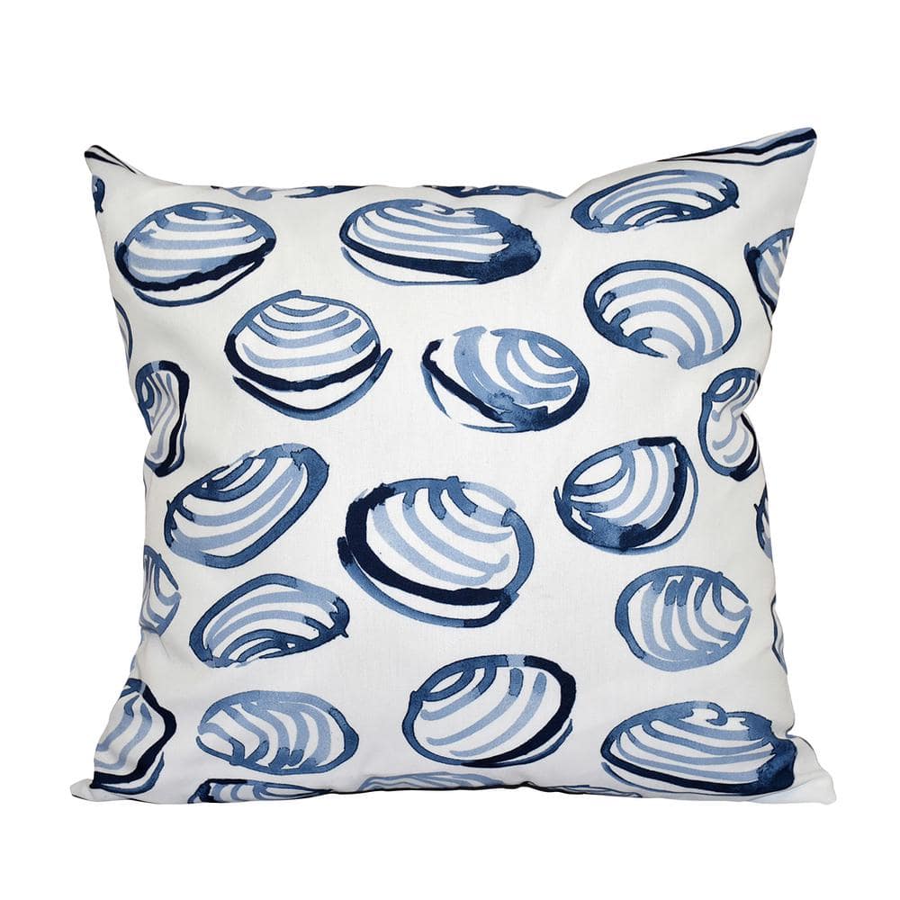 Clams Blue Geometric 16 in. x 16 in. Throw Pillow