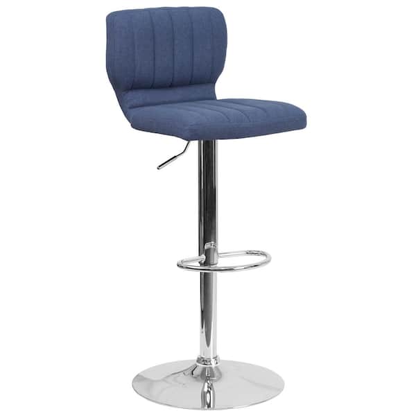 Flash Furniture Adjustable Height Blue Cushioned Bar Stool