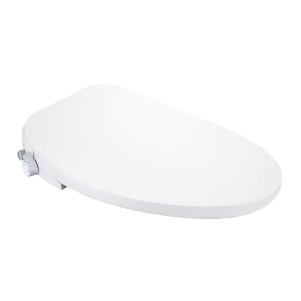 Electric Round Front Toilet Seat in White with Control