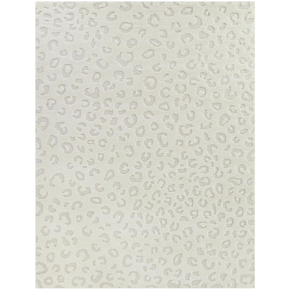 8ft x 10ft Simone Leopard Print High-Low Kids' Rug Cream - Balta Rugs: Animal Print, Fade & Stain-Resistant, Indoor Use